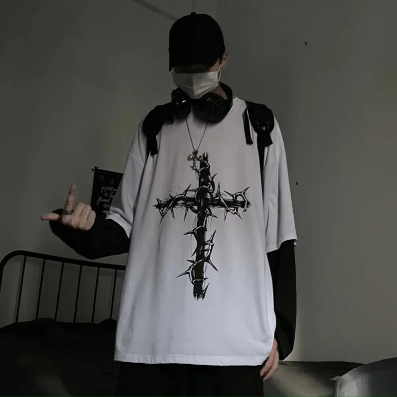 トップス Kiyo's garage long sleeve T Love ear art Japanese Gothic Anime Cartoon Print T-Shirts for Women