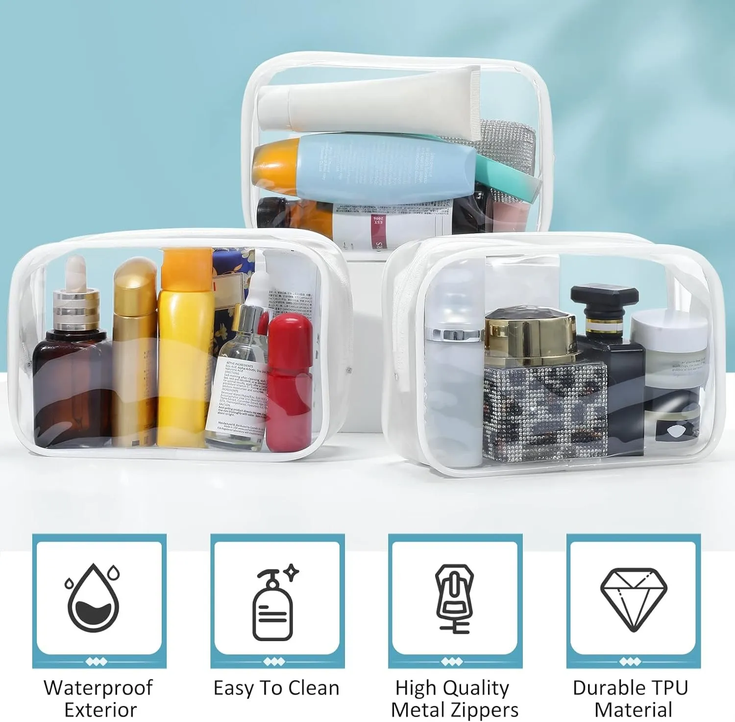 Plastic travel bags for toiletries hotsell