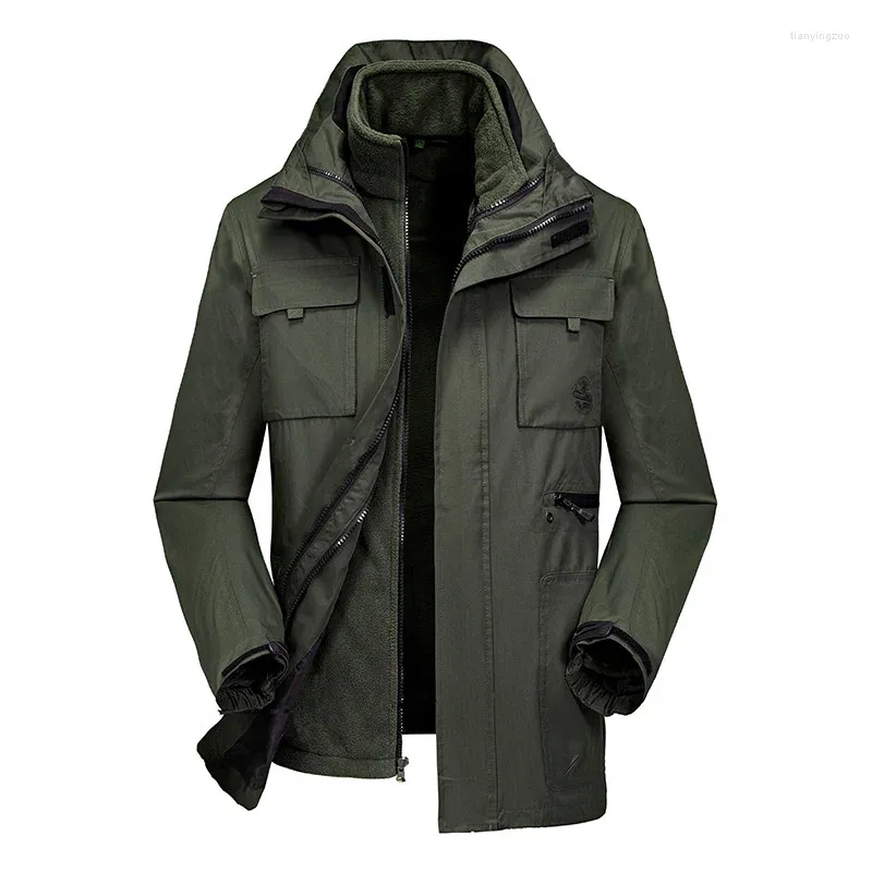 Men s Tactical Winter winter jacket with Removable Fleece Lining Waterproof and Thick Hooded Coat