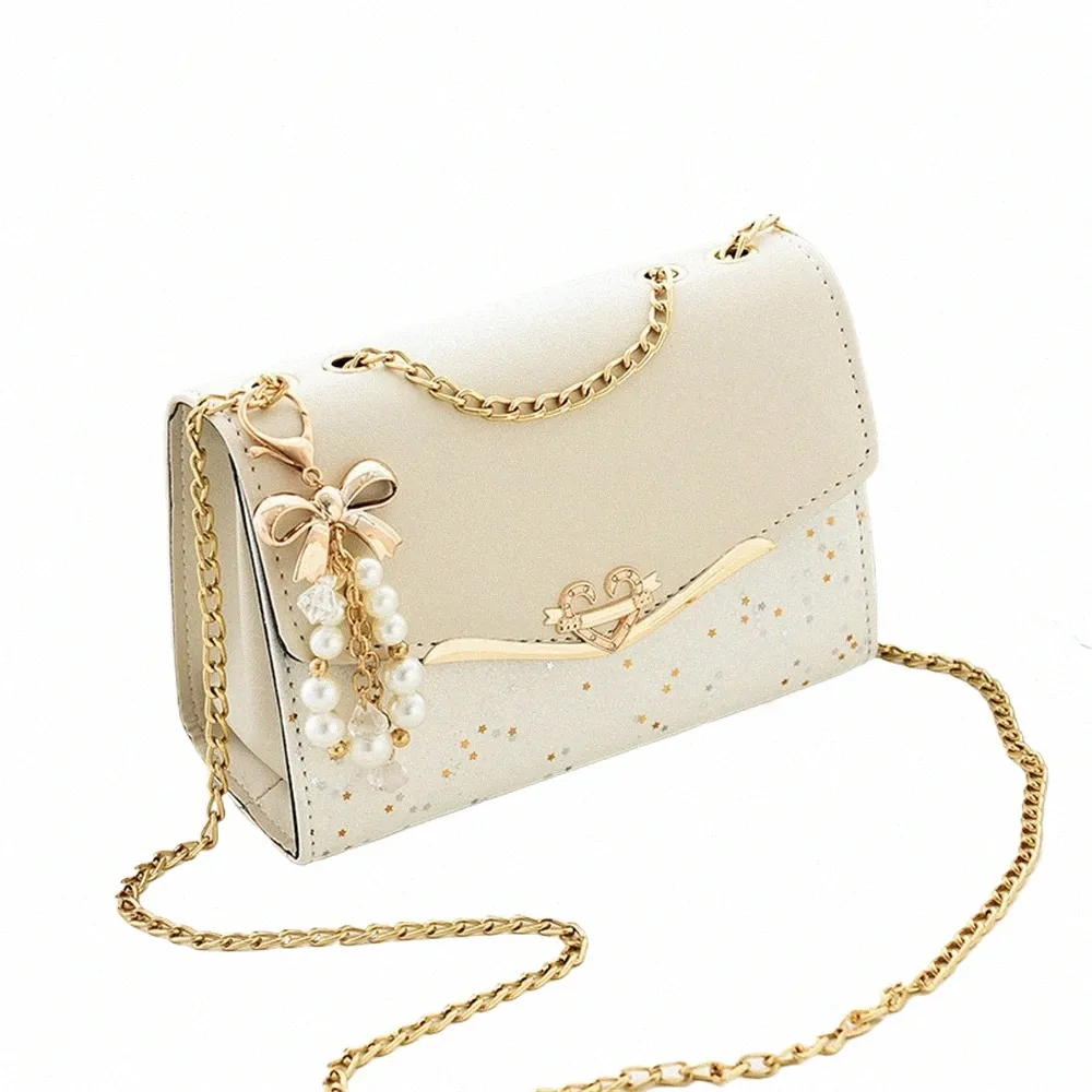 Trendy Sequin Shoulder Bag Womens PU Leather Handbag with Tassel