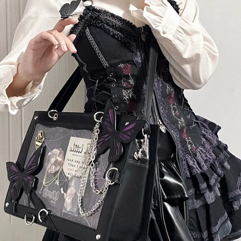 Y2K Gothic Lolita Ita Bag: Butterfly Spider Web Chain