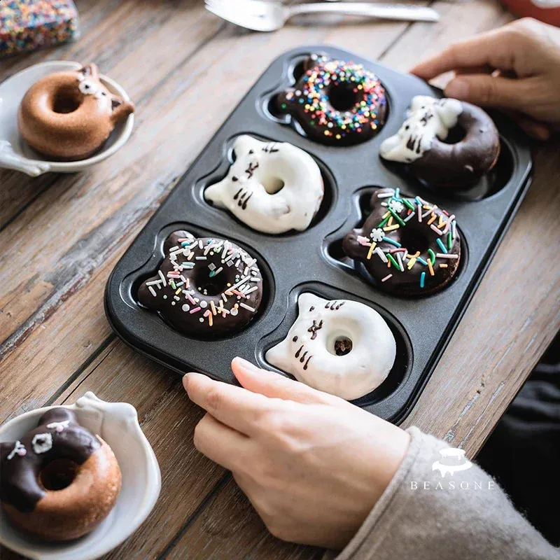 Cartoon Bear Donut Baking Set 6 Cups With Non Stick Tray For Chocolate Cake Mini Muffin Pan And Madeleine Black Bread Mold 240729 From Tsukistore 13.65 DHgate.Com