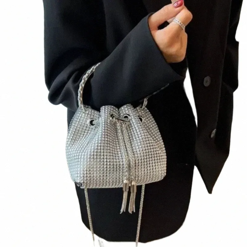 Sparkling Rhinestone Bucket Bag - Elegant Evening Bag, Chic