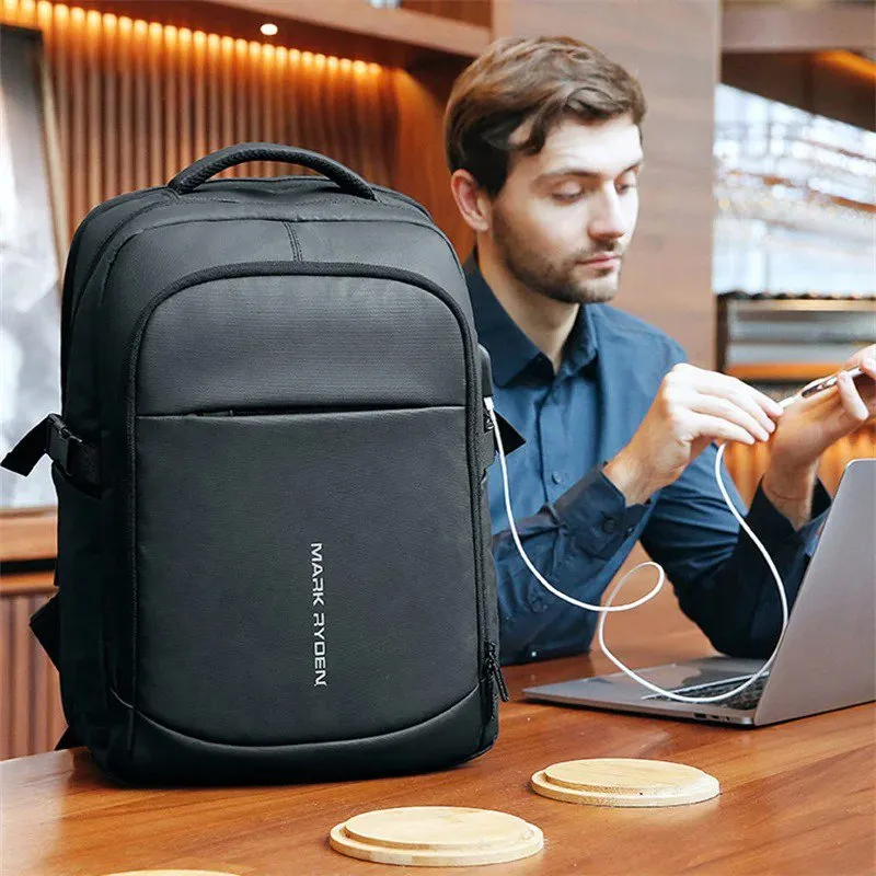 FENRUIEN Business Laptop Backpack For Men, Slim USB Travel Backpack Lightweight Water Resistant Unisex Work/College 15.6 Inch Computer Backpack