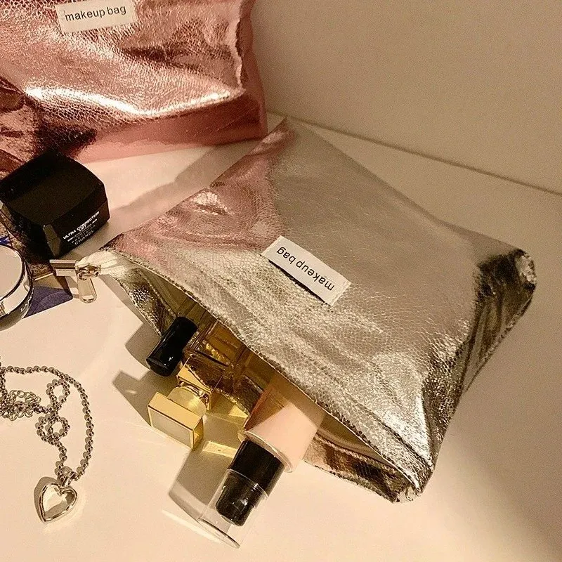 DHgate NEW Sequined Shimmer Champagne Clutch Cosmetic Bag Perfect for Makeup Skincare and Travel Essentials Bags Luggage Accessories