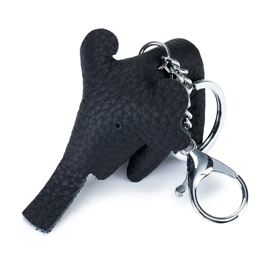 WEVENI Jungle Elephant Keychain - Alloy Enamel Bag Charm For Women, Black, 34mm X 48mm, Lobster Clasp - View #3