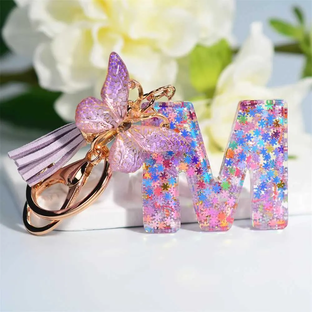 Gafario Initial Keychain - Glitter Butterfly Keyring With Tassel, Personalized Gift For Women - View #10