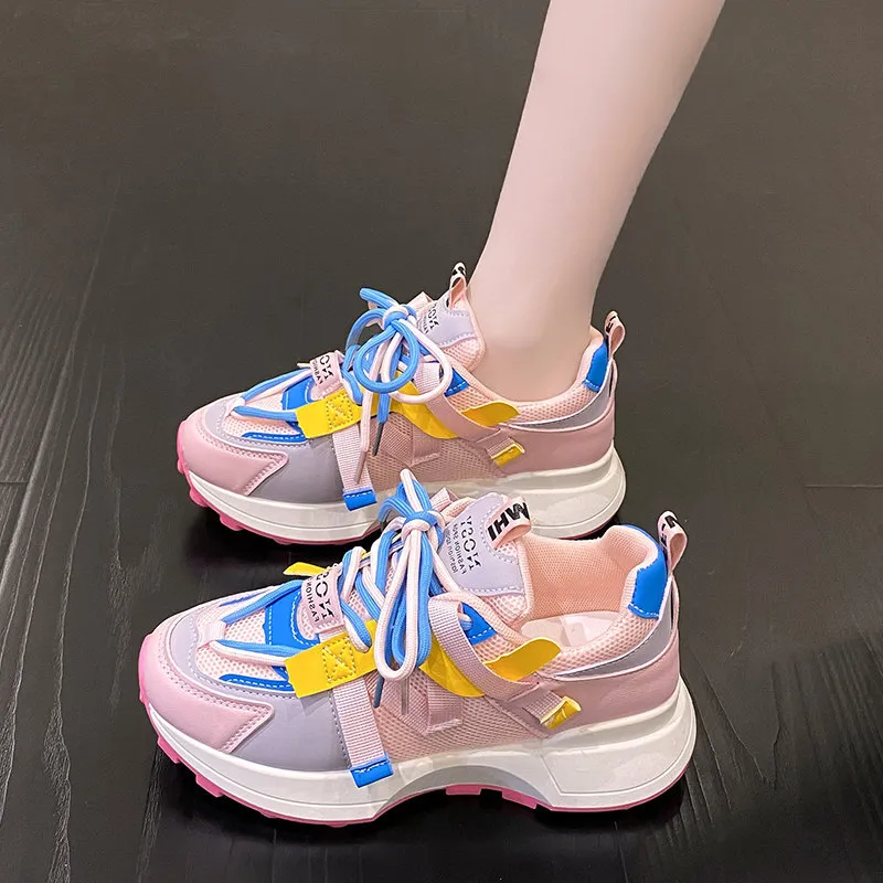 【NONCODE】Ridge Platform Sole Sneakers ZNGTNGS Women's Solid Color Casual Sneakers Minimalist