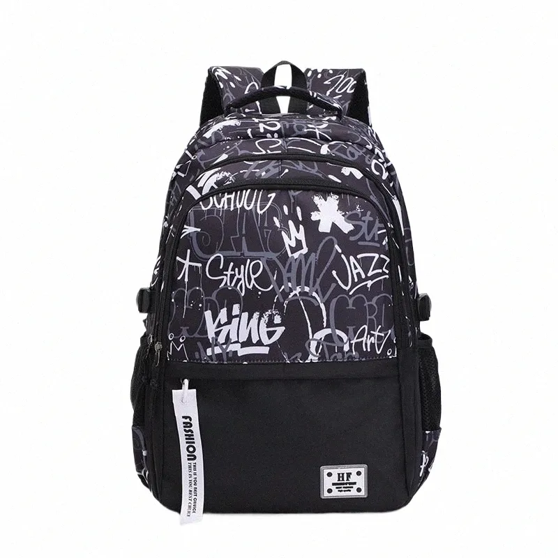 Graffiti Style Teen Backpack Large Capacity Schoolbag for Boys