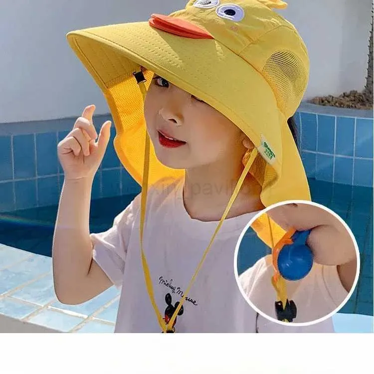 Summer Baby Bucket Sun Hat with Adjustable Strap & Neck Flap for
