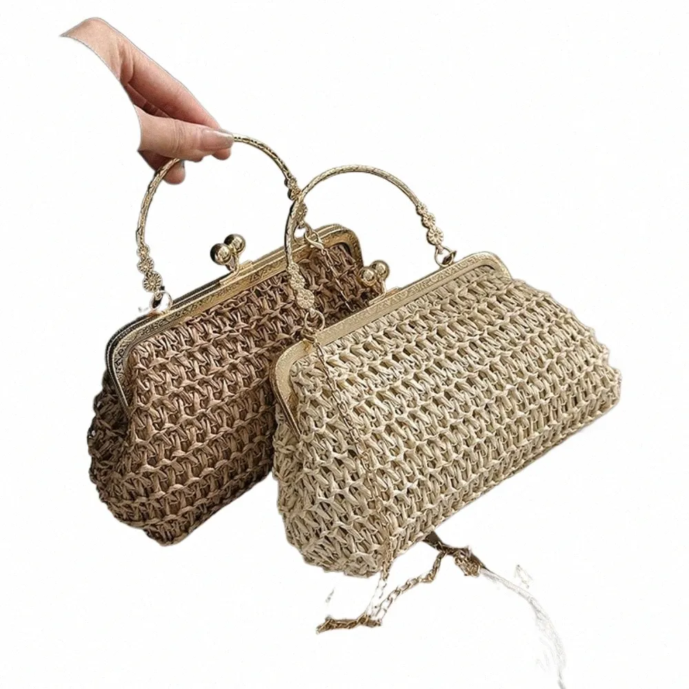 Handmade Rattan Crossbody Bag Mini Straw Shoulder Bag for Women, Elegant  Evening Clutch, Summer Fashion