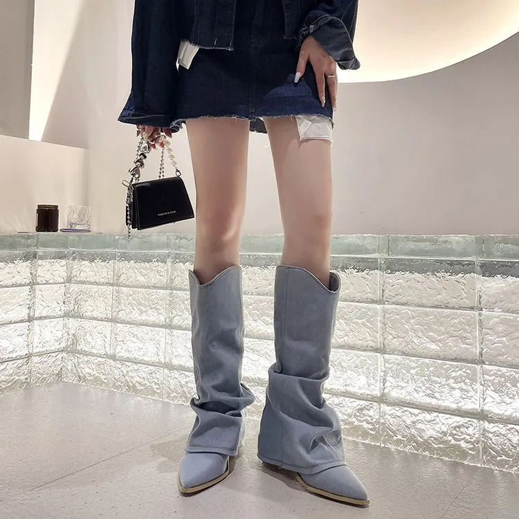 Jeans Best Tall Boots For Short Legs Pointed Toe Denim Thigh High