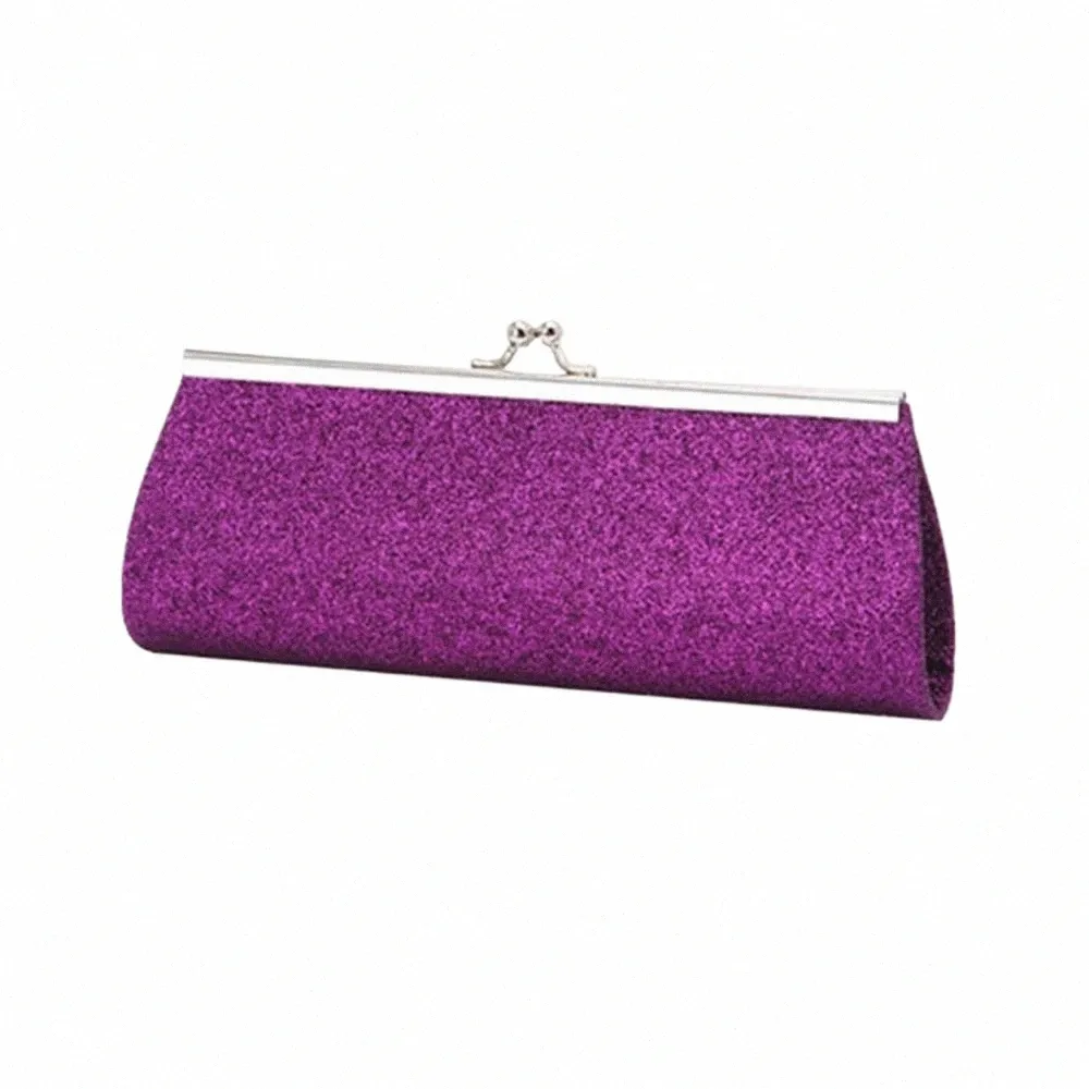 Sparkling Purple Glitter Clutch Womens Evening Bag, Party Purse