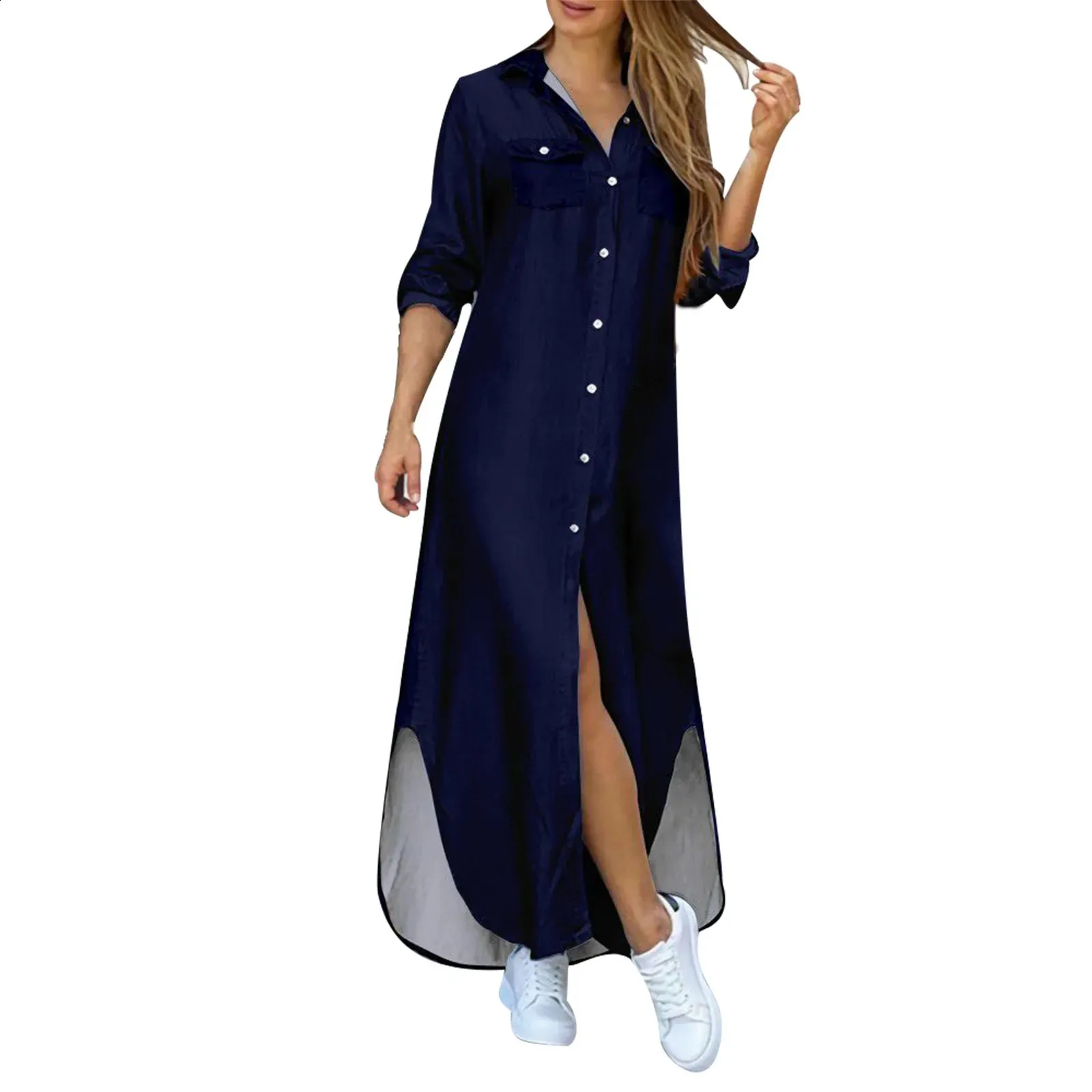 Printed Long Sleeve Maxi Dress Women Floor-Length Chiffon Single Breasted Button  Up Shirt Dress from Dhgate Basic & Casual Dresses - price 29.64