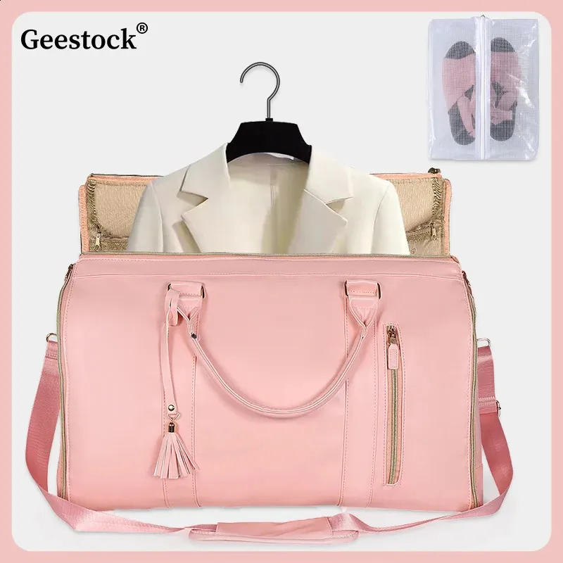 Geestock Folding Suit Storage Bag Large PU Travel Bag Weekender Duffle Bags Waterproof Carry On Business Clothing Womens Bag 240730 From 40 4 DHgate