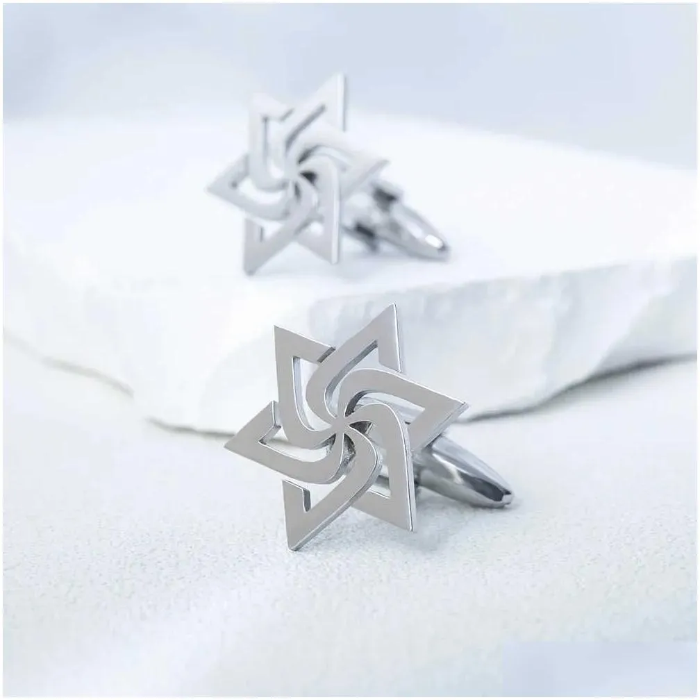 Gemelli Moda Spirale Stella David Gemelli Acciaio Inossidabile Uomo Camicia Set Bottone Retro Je Talisman Gioielleria Sposo_voghion.com
