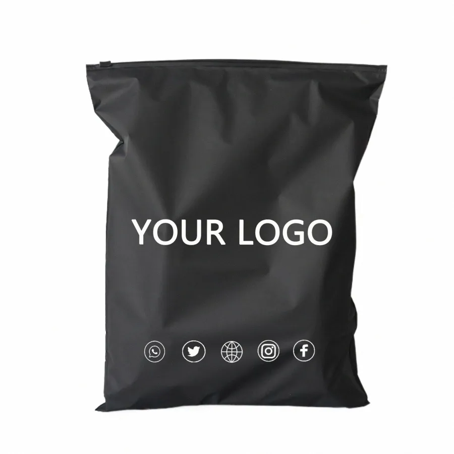 Matte Black Zip Lock Bags Custom Clothing Packaging, Shop Bags
