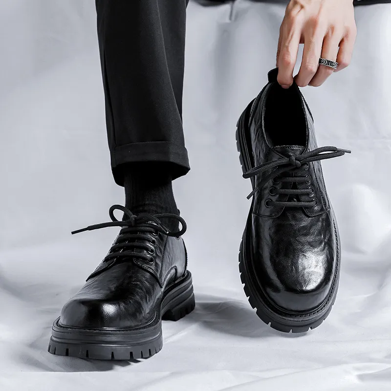Bulk Harajuku Style Leather Mens Platform Dress Shoes For Men