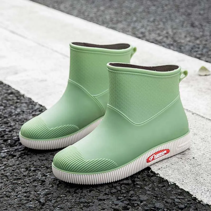 Womens Waterproof Ankle Rain Boots Non-Slip Rubber Galoshes
