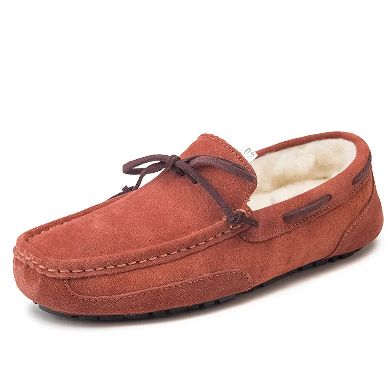 Vīriešu mokasīni, plīša zamšādas vīriešu ikdienas zīmola ziemas siltas kažokādas vīriešu mokasīni, uzvelkami uz braukšanas plakaniem vīriešu laivu apaviem_voghion.com