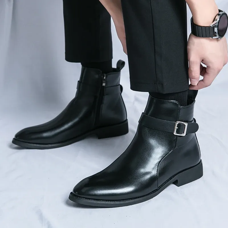 靴 real leather side zip boots Side Zipper Chelsea Boots | 2024 Mens Leather Motorcycle