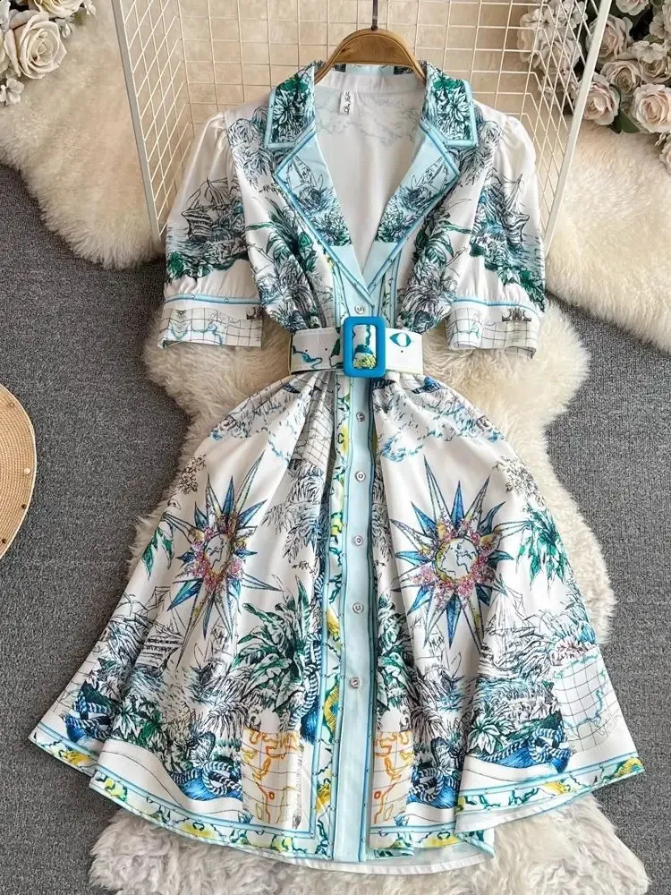 Women's Floral Print Dress with Long Sleeves and Matching Jacket