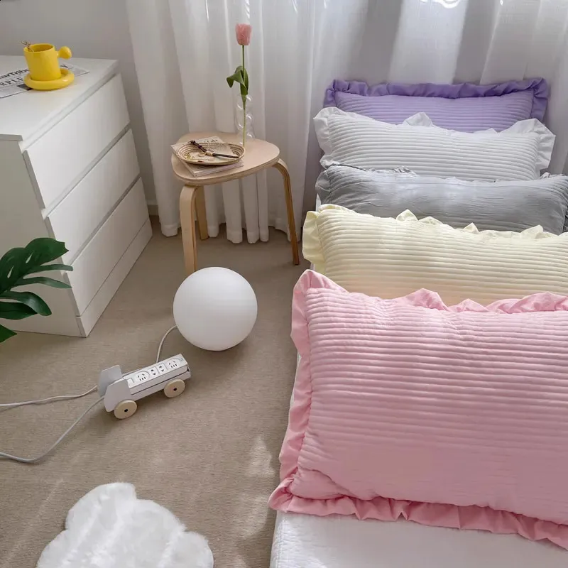 Chiffon Ruffles Cushion Pink Pillowcases Ins Korean Style Cute