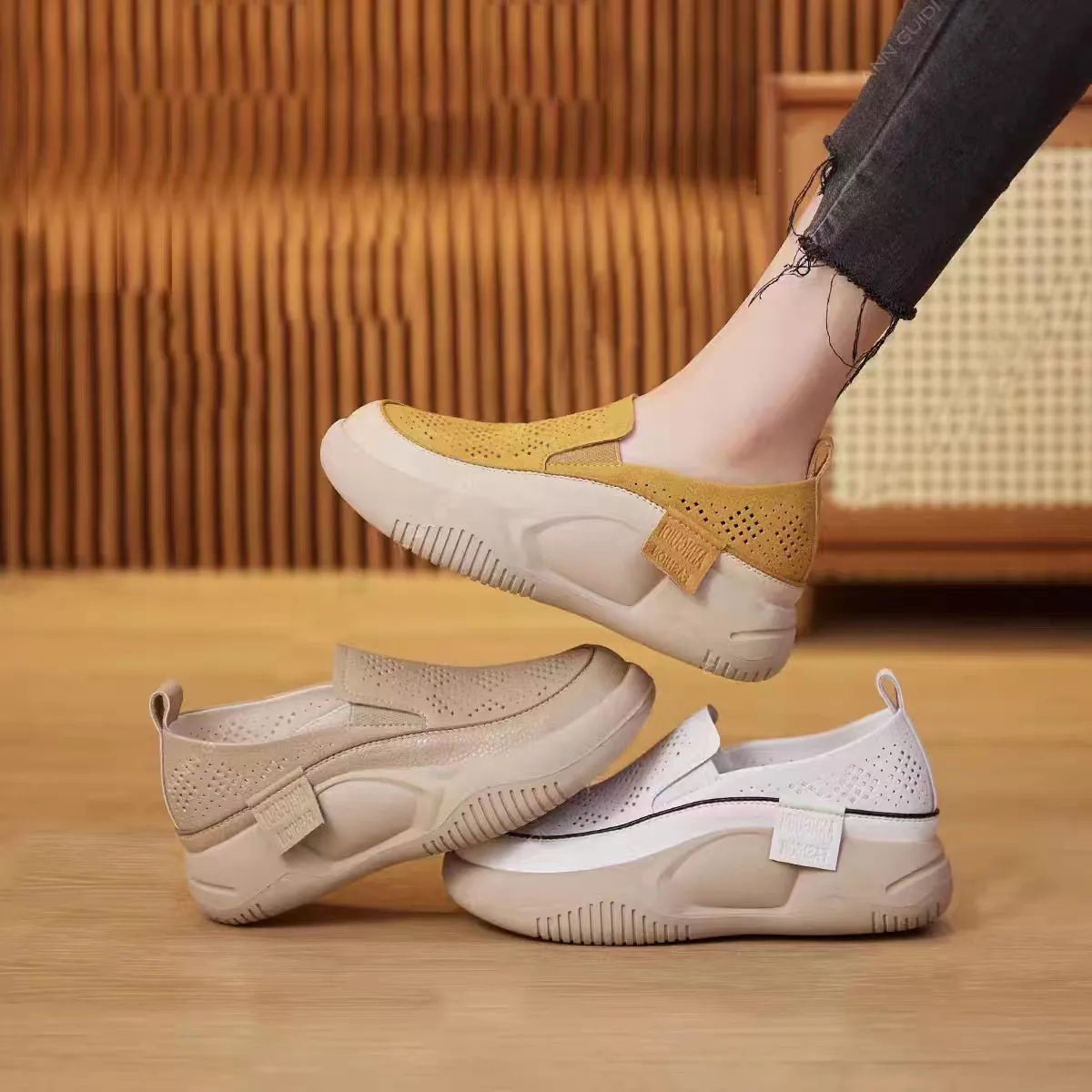 Women Casual Loafers 2023 New Spring Sneakers Retro Platform