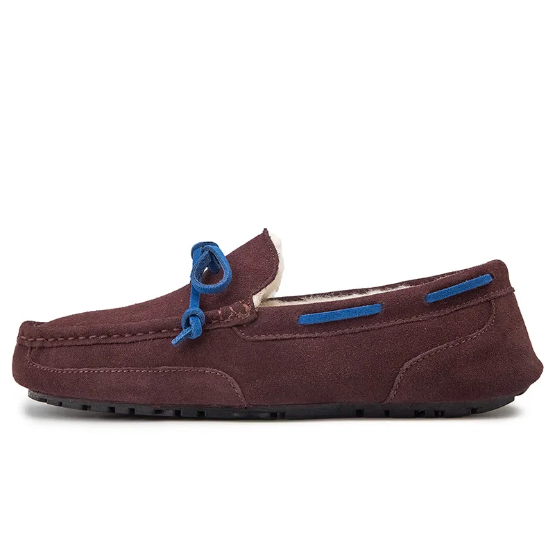 Vīriešu mokasīni, plīša zamšādas vīriešu ikdienas zīmola ziemas siltas kažokādas vīriešu mokasīni, uzvelkami uz braukšanas plakaniem vīriešu laivu apaviem_voghion.com