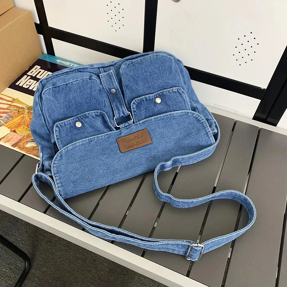 Denim Messenger Bag: Large Capacity Crossbody with Multi