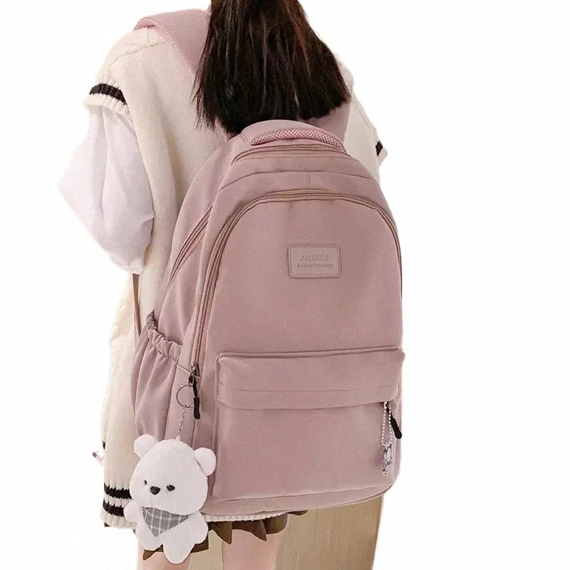 Waterproof Teenage Backpack Lightweight Nylon Rucksack, Cute Girl School  Bag, Women's Shoulder Bag, High School Bookbag, Black