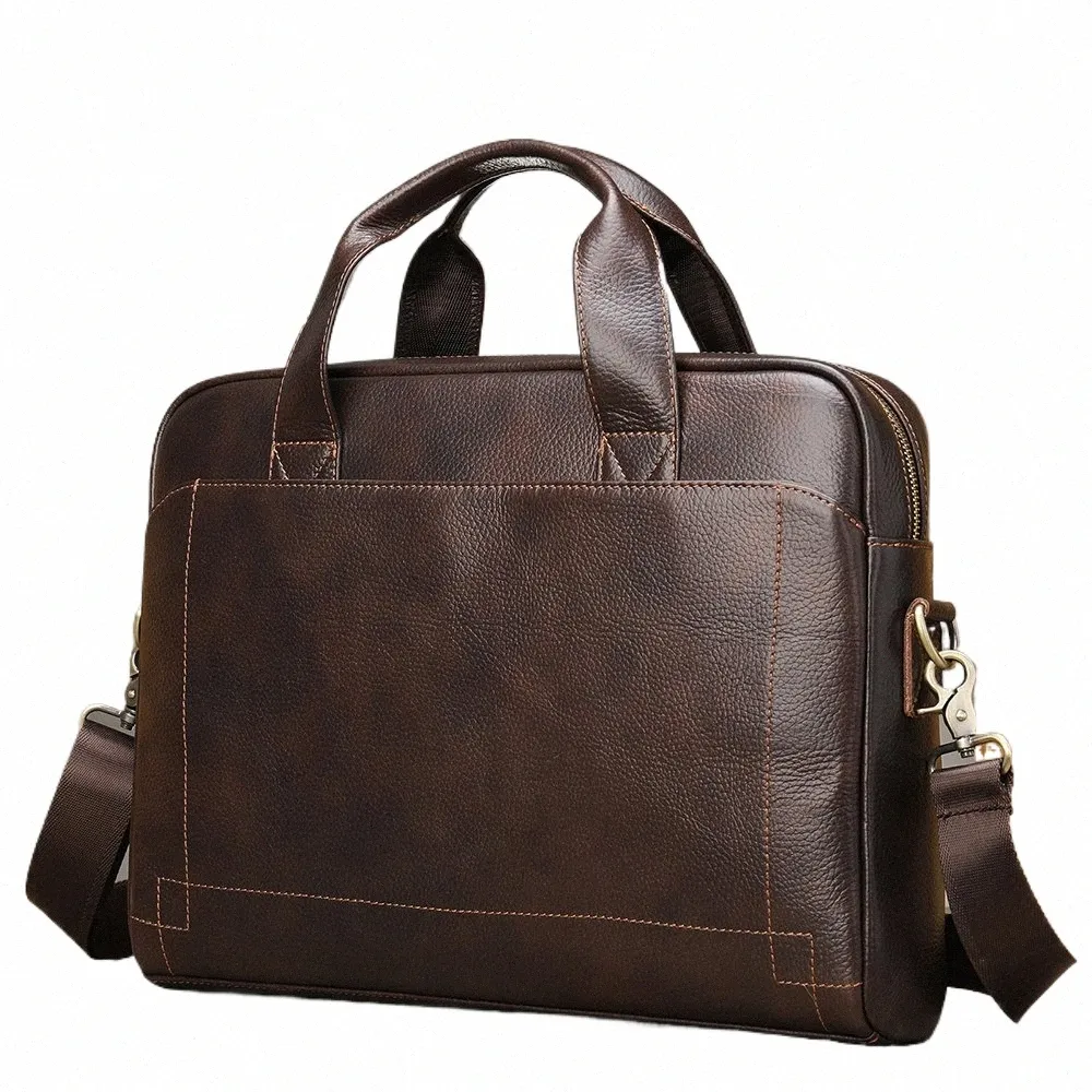 DHgate Genuine Leather Laptop Bag Mens Briefcase Natural Leather Office Bag 5006 o53N Bags Luggage Accessories