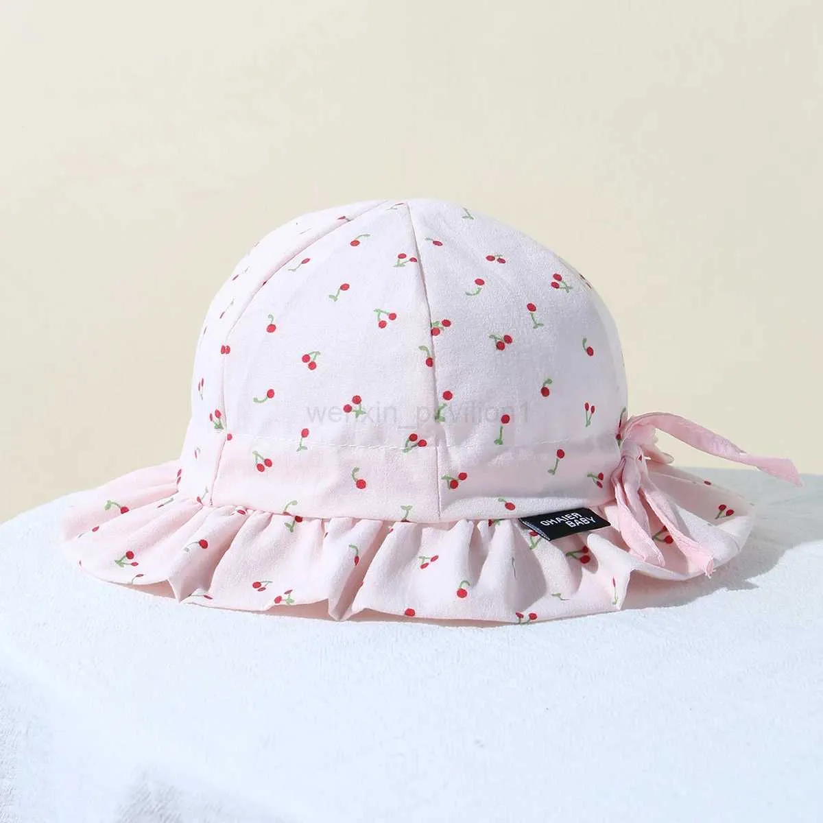 Cherry Print Baby Bucket Hat - Soft Cotton Summer Sun 