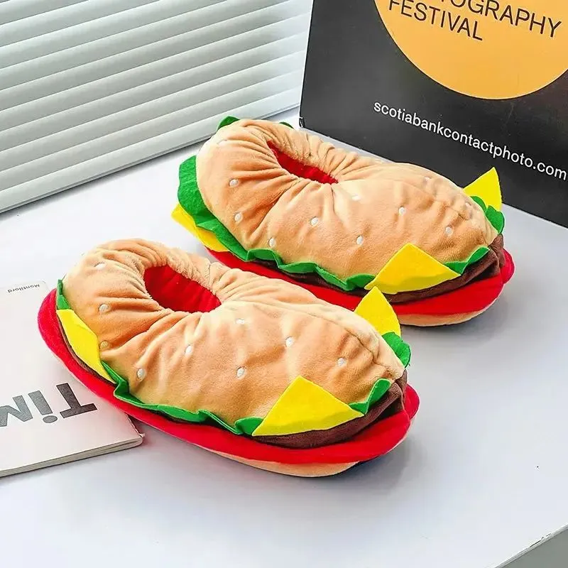 Funny Orange Winter Slippers For Men - Novelty Home Shoes, Size 7.5, Cotton Blend