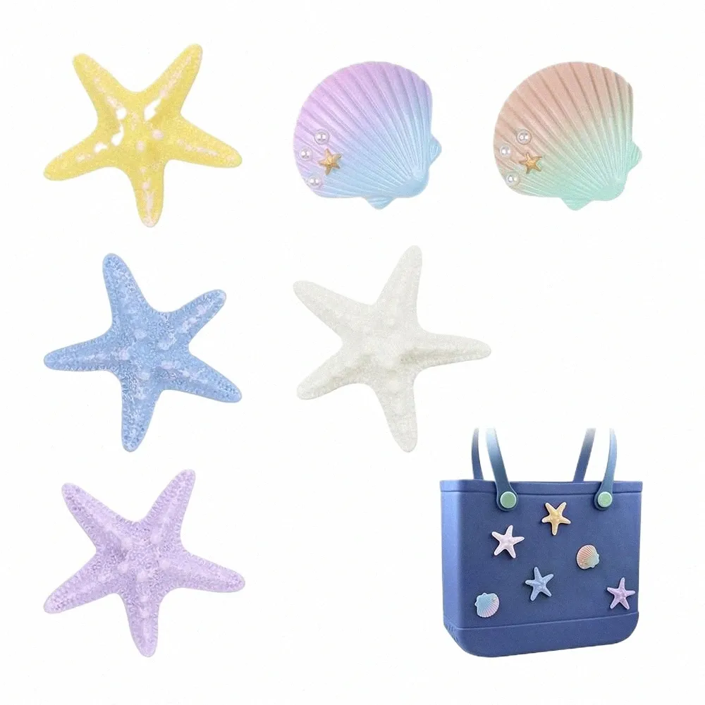 6pcs Beach Bag Charms Starfish Shell Decorations for Rubber Bags with  Holes, Cute Bogg Bag Accessories, Summer Style