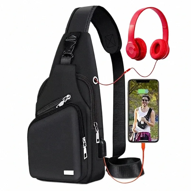 Waterproof USB Charging Outdoor Mens Sling Backpack For Men ...