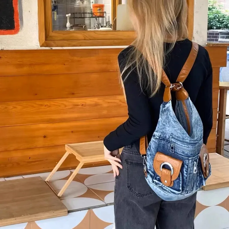 Y2k Denim Shoulder Bag - Trendy High-Capacity Crossbody, Shop Now