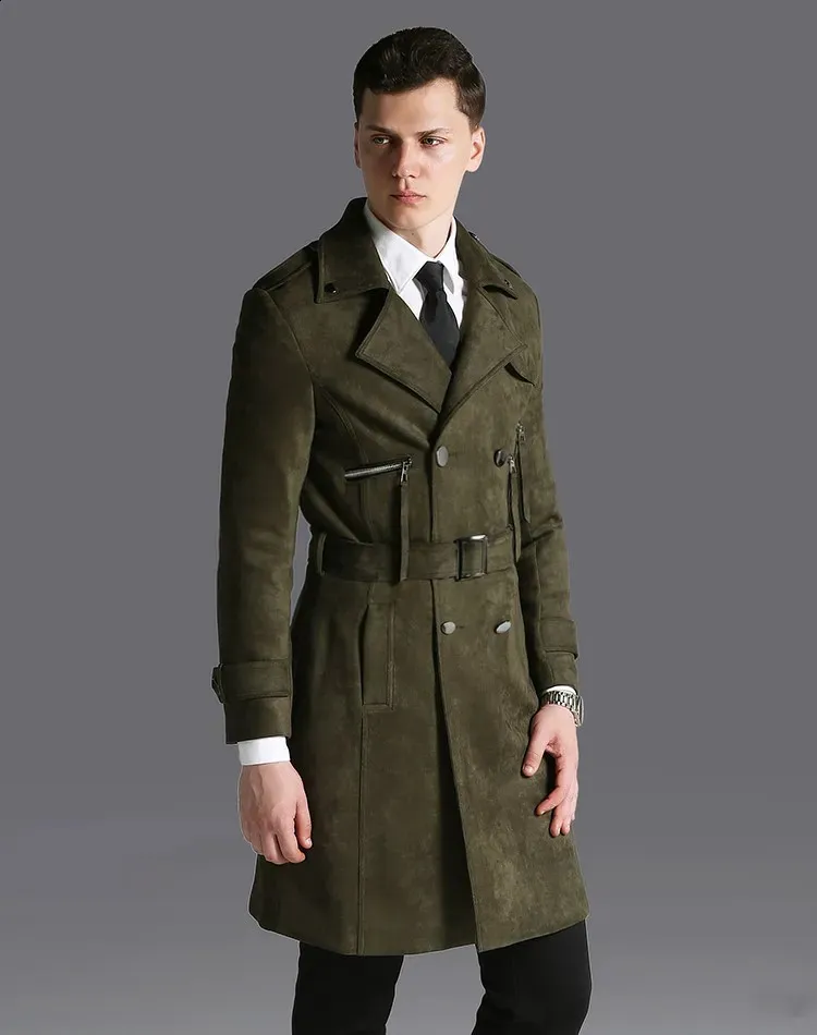 Trench Homme Court Classique – Manteau Automne Hiver Slim Fit Manches Longues, Style Décontracté Chic