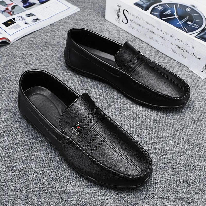 Neu Weiß Leder Casual Marke Schwarz Formale Kleid Designer Männer Loafer Atmungs Slip auf Fahren Schuhe_voghion.com