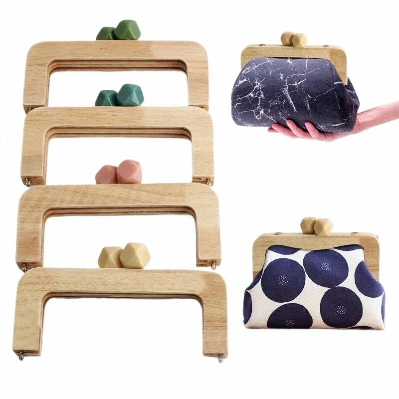 Handmade Wooden Bead Handbag Handle Frame 1/2pcs Lock Wallet  Replacement, Colorful Bead Design, DIY Bag Making Supplies