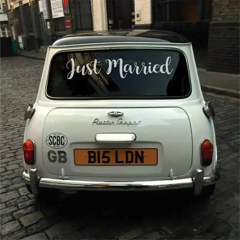 "Just Married" Personalized Car Window Vinyl Decal Sticker - Wedding Decor Decoration