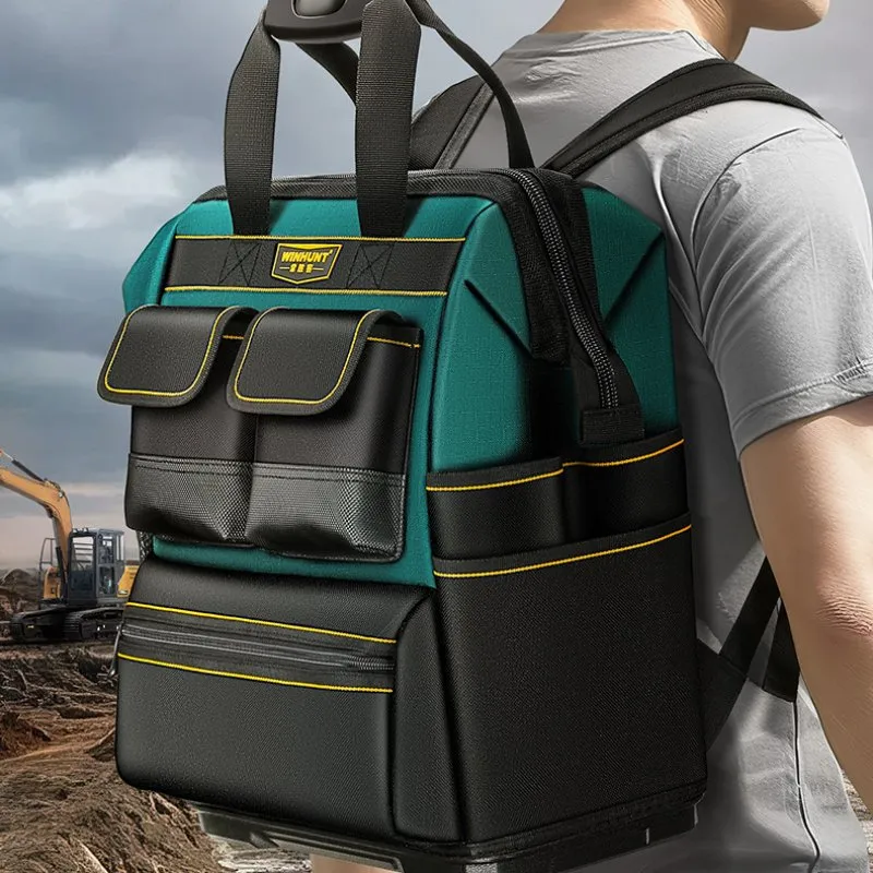 Multifunctional Thickened Large Capacity Backpack Tool Bag with Rubber Base for Maintenance Electrician Plumber Organizer