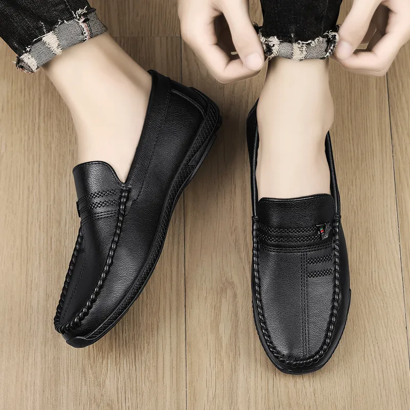 Neu Weiß Leder Casual Marke Schwarz Formale Kleid Designer Männer Loafer Atmungs Slip auf Fahren Schuhe_voghion.com