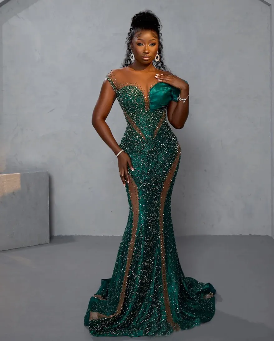 Ball Gowns Green Mardi Gras Dress Prom Dresses 2024: Emerald Green Aso Ebi Evening  Gown Sexy