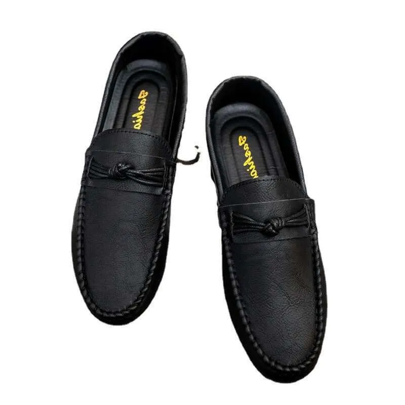 Mens Casual Slip-On Loafers Black PU Upper Rubber Sole  display picture 1