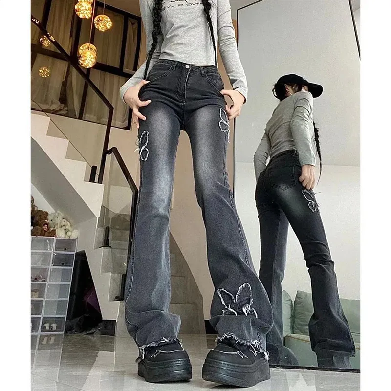 2024Trendy Y2K Low-Rise Butterfly Jeans for Women
