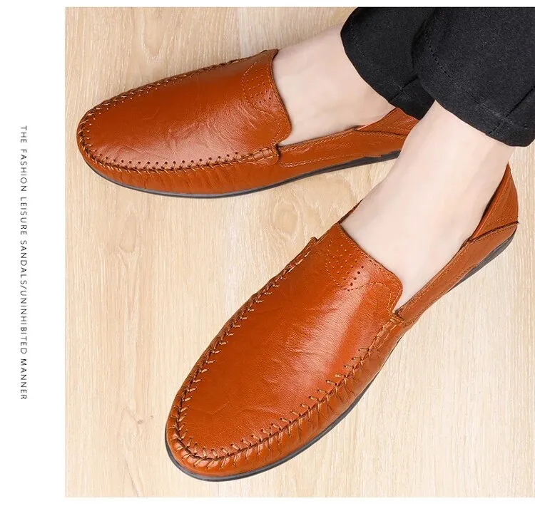 Glohoo Mens Brown Leather Driving Loafers Slip On Shoes US 11.5 EU 45 New CLOHOO Men main image 4