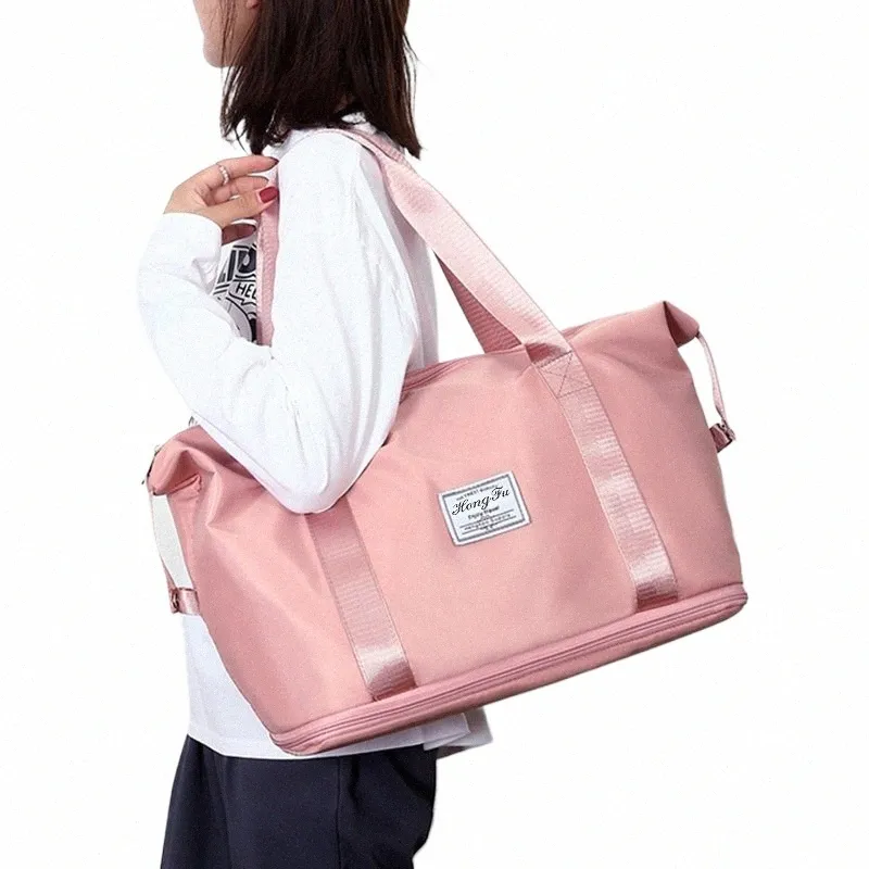 DHgate Waterproof Nylon Sports Gym Tote Bag Large Capacity Storage Travel Duffle Handbag for Women Bags Luggage Accessories