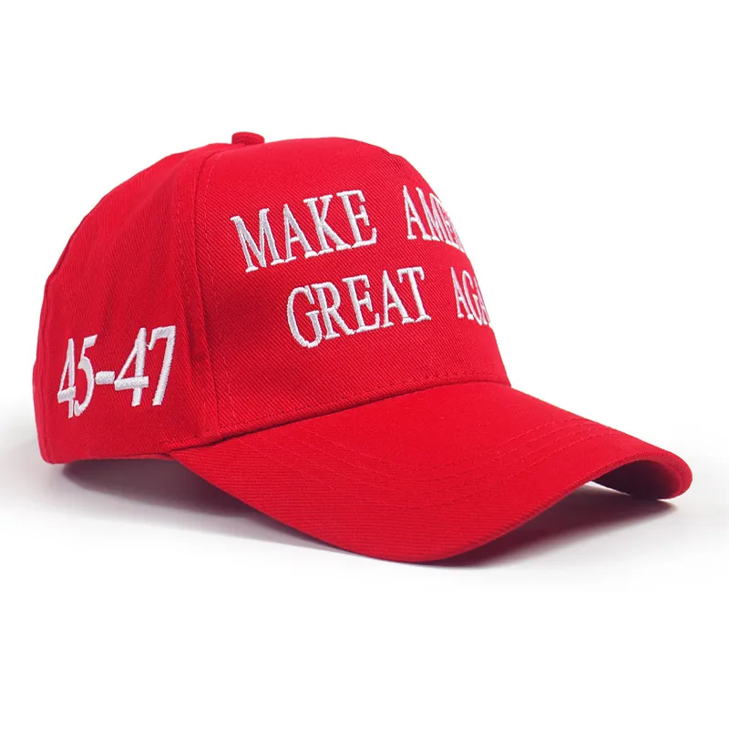 AES 45th President Donald Trump Embroidered Cap - White, Adjustable Cotton/Poly Twill Hat - View #4