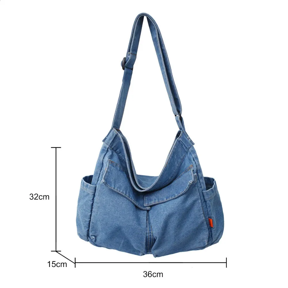 【mahagrid】24SS★ DENIM CROSS BAG Denim Vintage Messenger Bag Retro Jeans Tote Bag Large